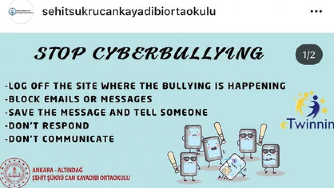Okulumuzda yürütülmekte olan e twinning projesi Stop Cyberbullying!
